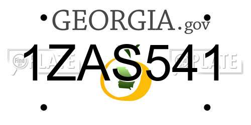 1ZAS541 Georgia License Plate