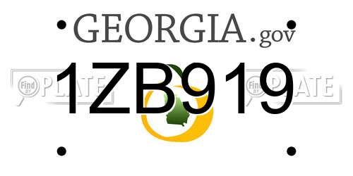 1ZB919 Georgia License Plate