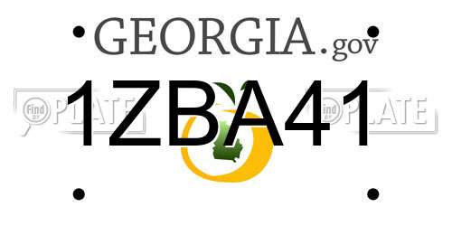 1ZBA41 Georgia License Plate