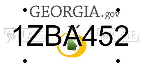 1ZBA452 Georgia License Plate