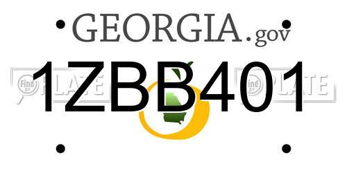 1ZBB401 Georgia License Plate