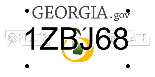 1ZBJ68 Georgia License Plate