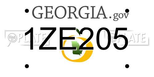 1ZE205 Georgia License Plate