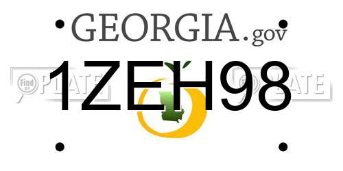 1ZEH98 Georgia License Plate