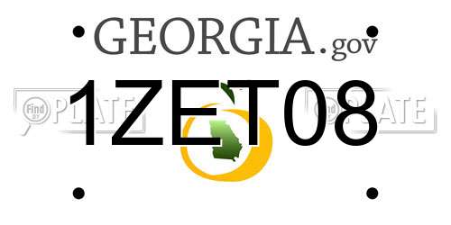 1ZET08 Georgia License Plate