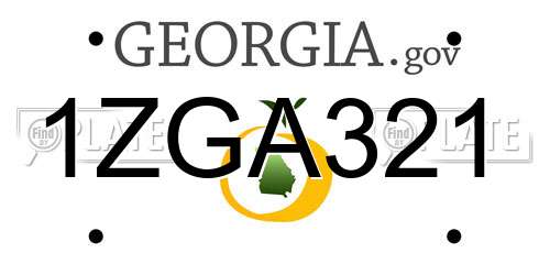 1ZGA321 Georgia License Plate