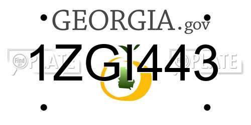 1ZGI443 Georgia License Plate
