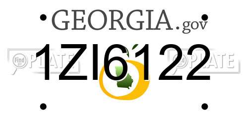 1ZI6122 Georgia License Plate