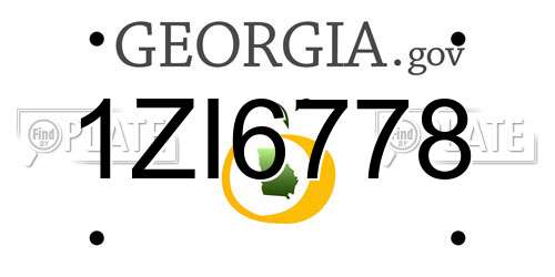 1ZI6778 Georgia License Plate
