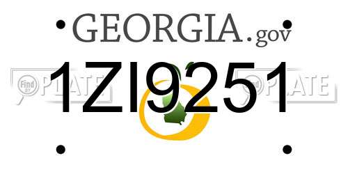 1ZI9251 Georgia License Plate
