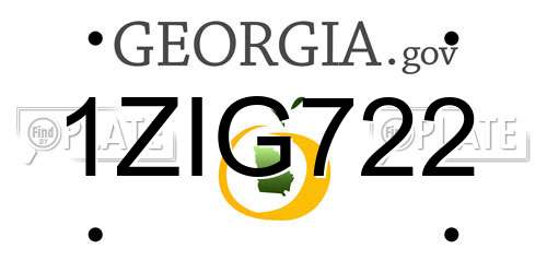 1ZIG722 Georgia License Plate