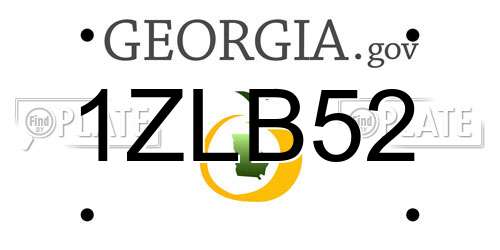 1ZLB52 Georgia License Plate