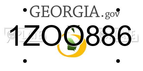 1ZOO886 Georgia License Plate