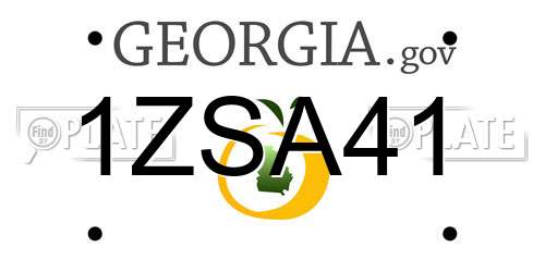 1ZSA41 Georgia License Plate