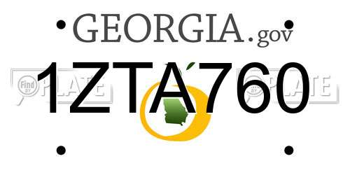 1ZTA760 Georgia License Plate