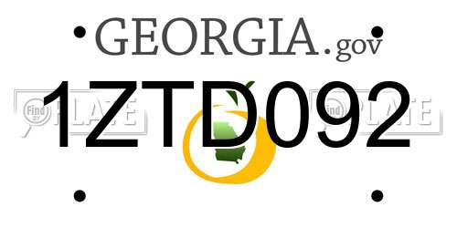 1ZTD092 Georgia License Plate