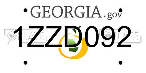 1ZZD092 Georgia License Plate