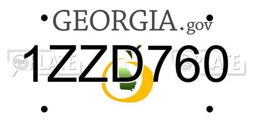 1ZZD760 Georgia License Plate