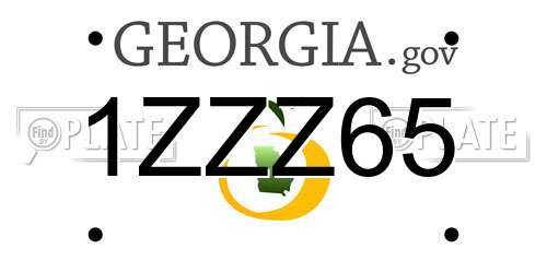 1ZZZ65 Georgia License Plate