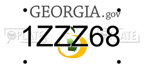 1ZZZ68 Georgia License Plate