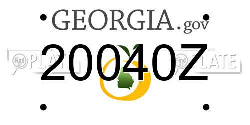 20040Z Georgia License Plate