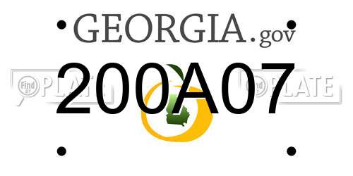 200A07 Georgia License Plate