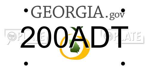 200ADT Georgia License Plate