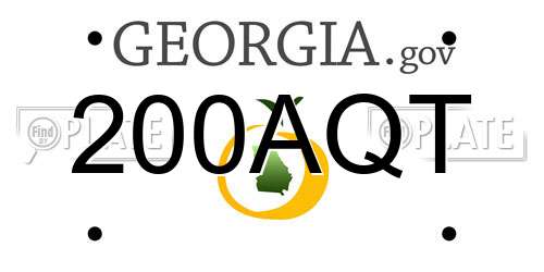 200AQT Georgia License Plate