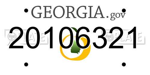 20106321 Georgia License Plate