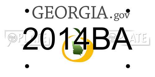 2014BA Georgia License Plate