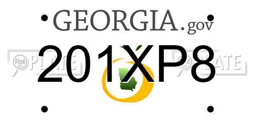 201XP8 Georgia License Plate