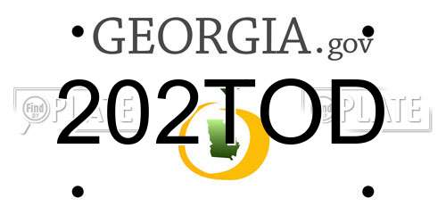 202TOD Georgia License Plate