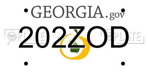 202ZOD Georgia License Plate