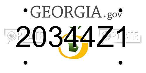 20344Z1 Georgia License Plate