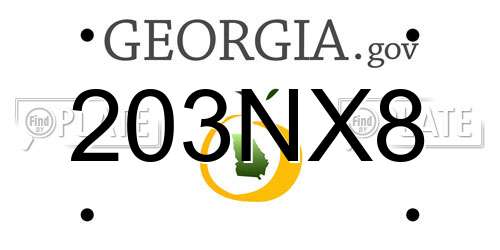 203NX8 Georgia License Plate