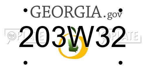 203W32 Georgia License Plate