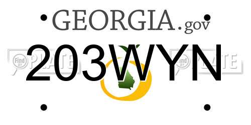 203WYN Georgia License Plate