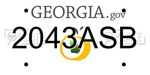 2043ASB Georgia License Plate