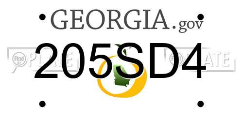 205SD4 Georgia License Plate