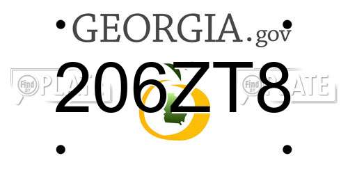 206ZT8 Georgia License Plate