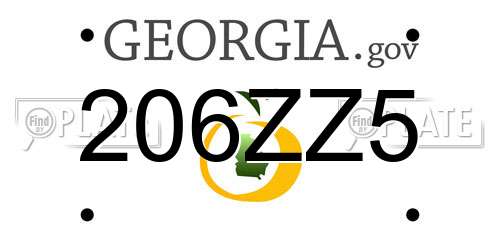 206ZZ5 Georgia License Plate