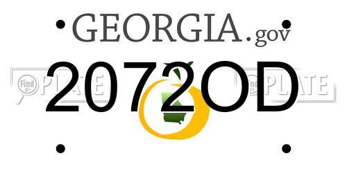 2072OD Georgia License Plate