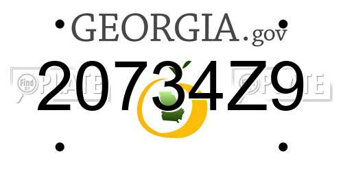 20734Z9 Georgia License Plate