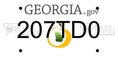 207TD0 Georgia License Plate