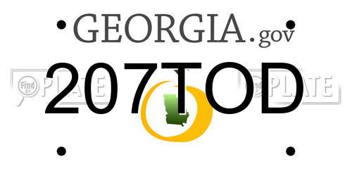 207TOD Georgia License Plate