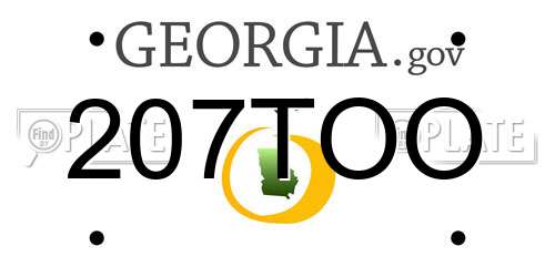 207TOO Georgia License Plate