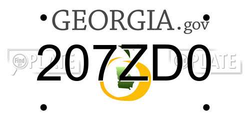 207ZD0 Georgia License Plate