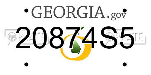 20874S5 Georgia License Plate