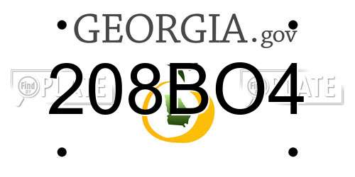 208BO4 Georgia License Plate