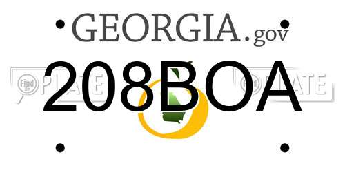 208BOA Georgia License Plate